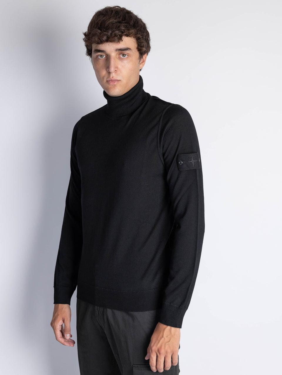 STONE ISLAND Maglia Collo Alto Ghost in Lana Nero Qualità Garantita