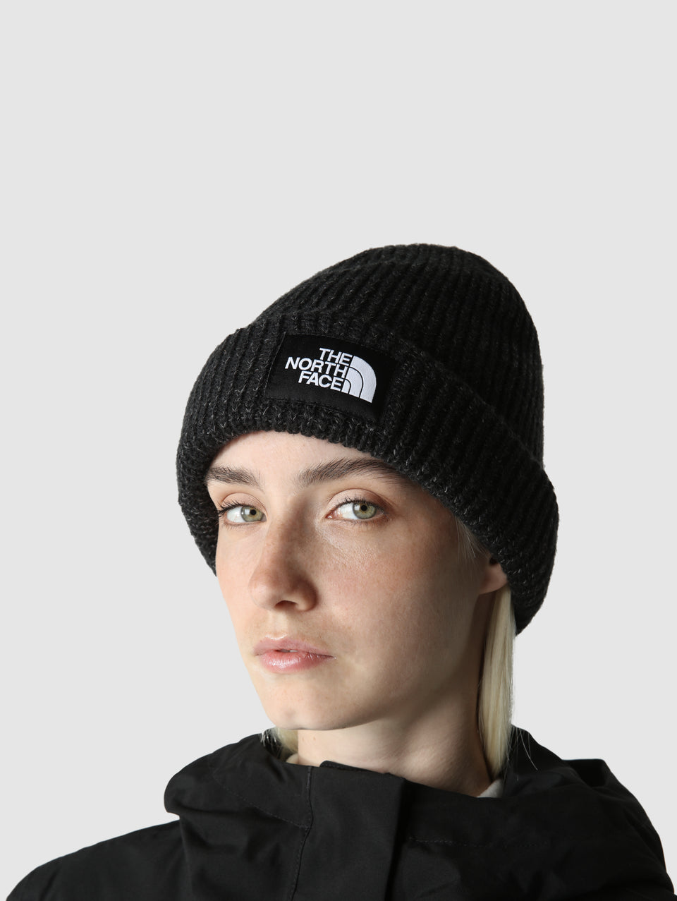 THE NORTH FACE Berretto in Maglia a Coste con Logo Nero Prezzo di fabbrica