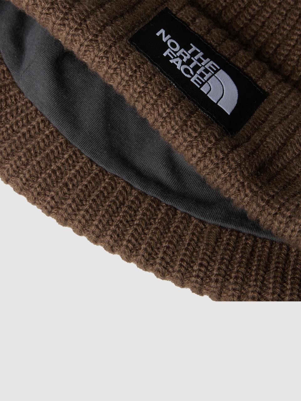 THE NORTH FACE Berretto in Maglia a Coste con Logo Marrone Comprare a buon mercato