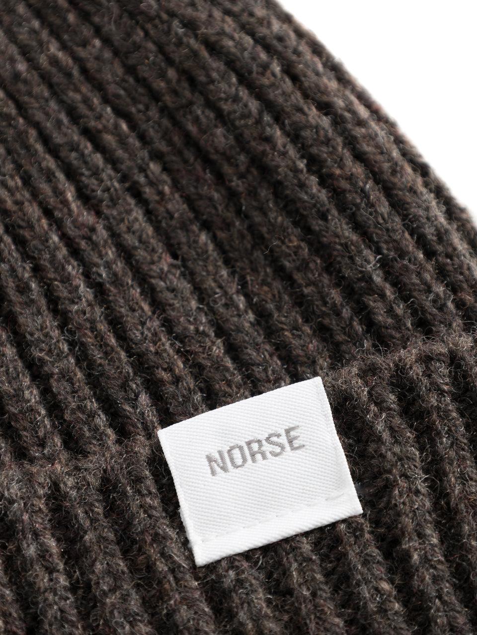 NORSE PROJECTS Berretto in Lana a Coste Marrone Fornitura limitata