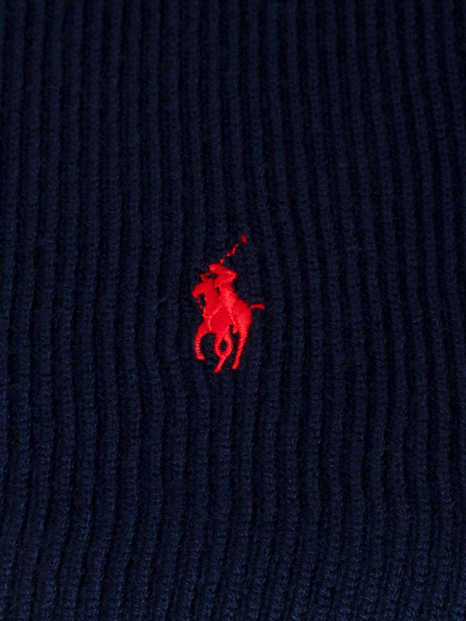 RALPH LAUREN Sciarpa con Lavorazione a Coste Blu Liquidazione