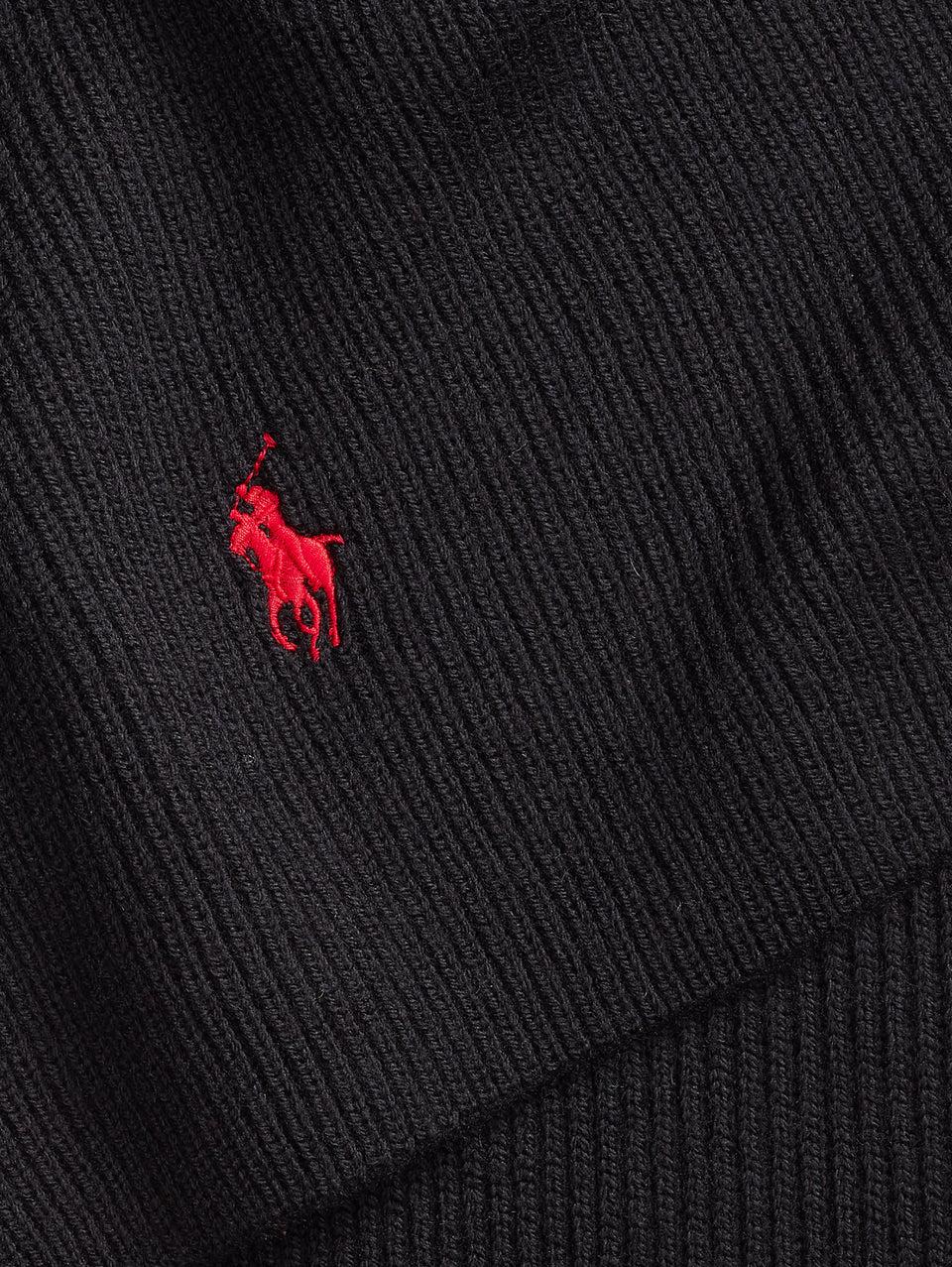 RALPH LAUREN Sciarpa con Lavorazione a Coste Nero Comprane uno, ottenene uno gratis