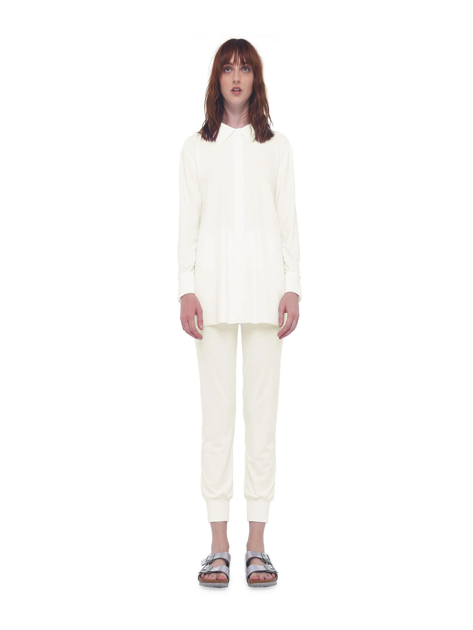 NORMA KAMALI Camicia con Chiusura in Velcro Avorio Spedizione gratuita