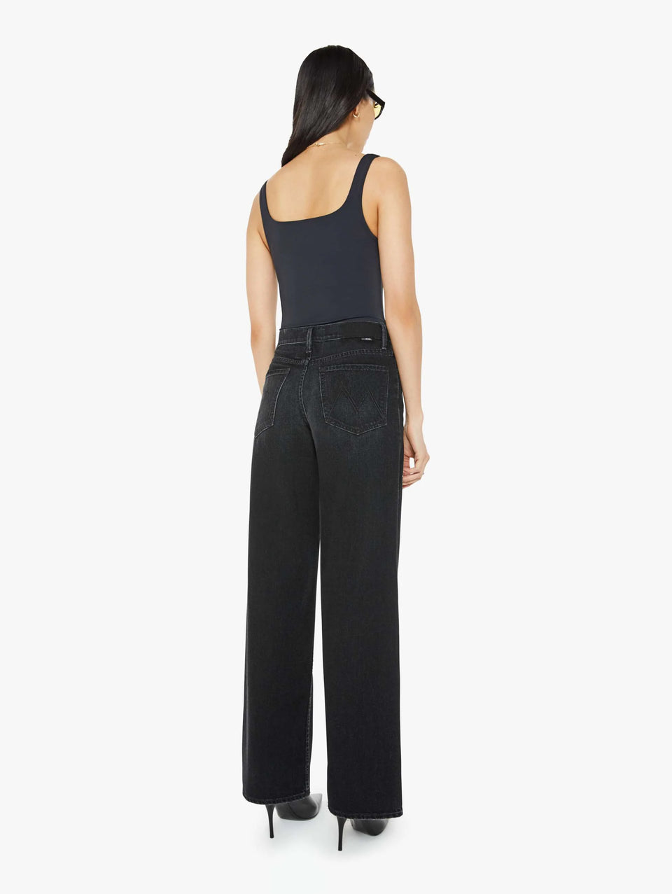 MOTHER Jeans Vita Alta con Gamba Larga Nero Sconto di tempo limitato