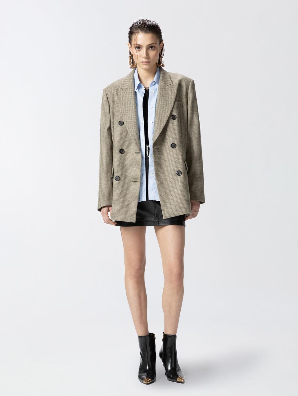 PINKO Blazer Oversize a Micro Quadretti Verde Prezzo di fabbrica