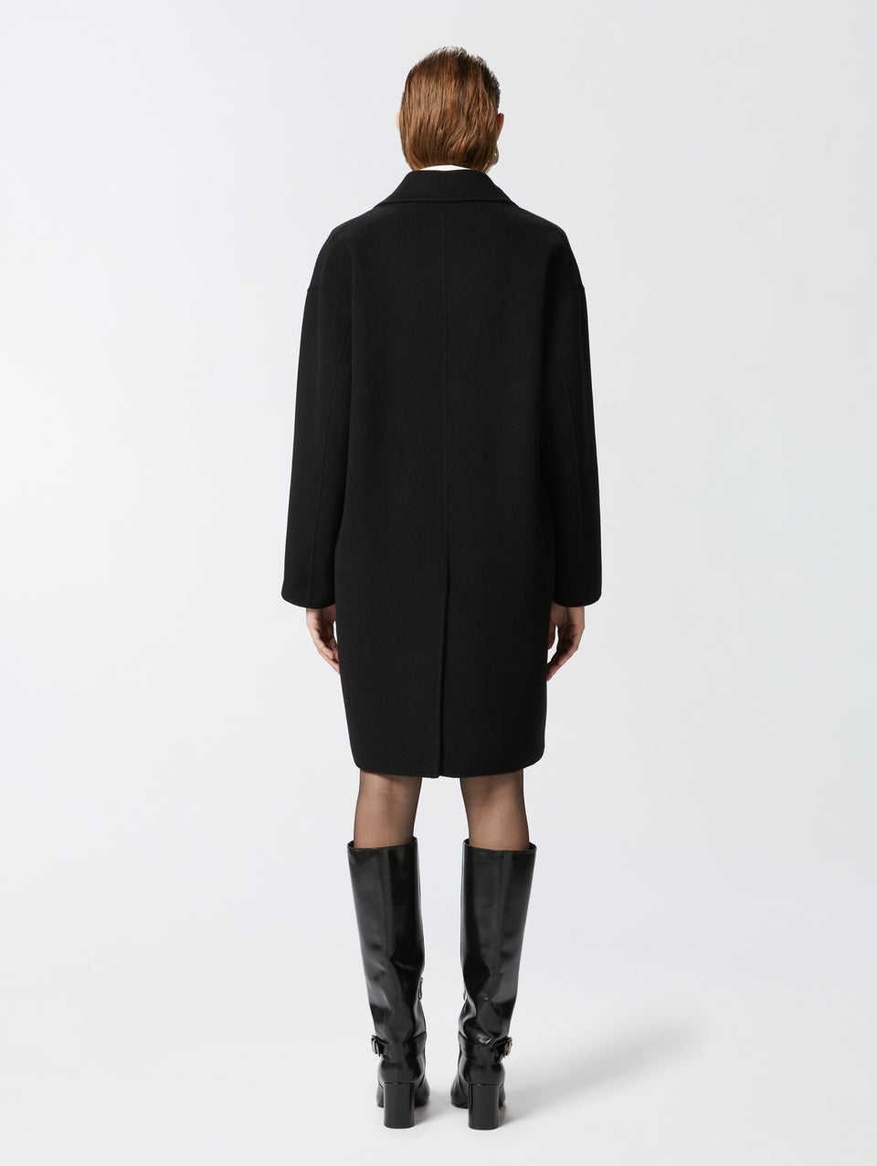 PINKO Cappotto Monopetto in Double di Lana Nero Offerta speciale