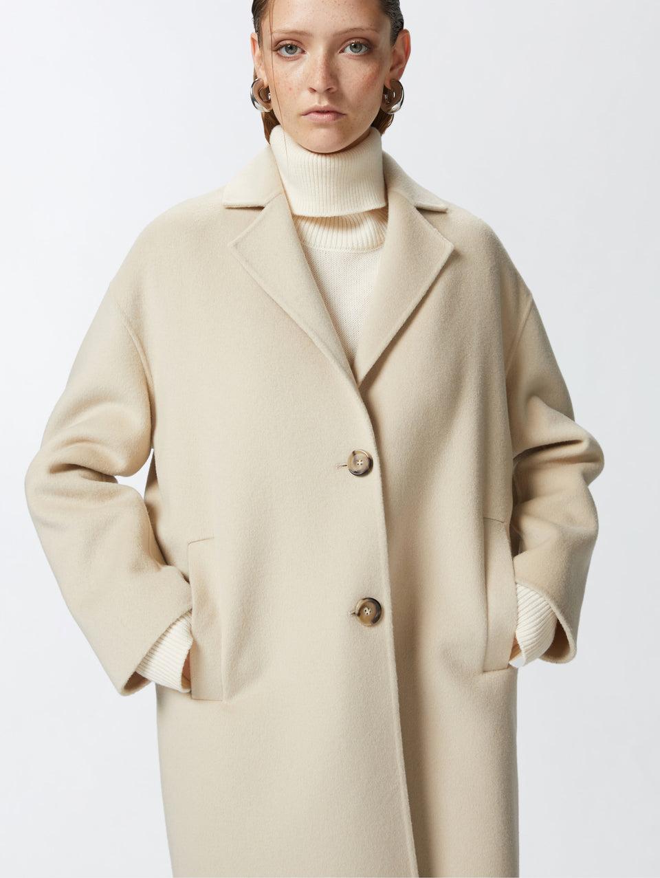 PINKO Cappotto Monopetto in Double di Lana Beige Comprare a buon mercato