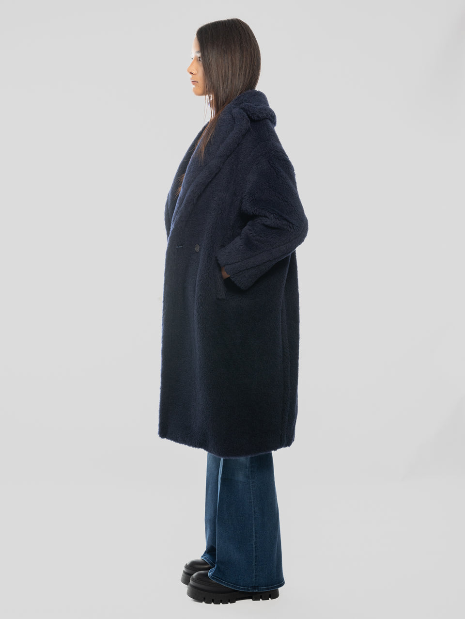 MAX MARA Cappotto TedGirl in Alpaca e Lana Blu Shopping online