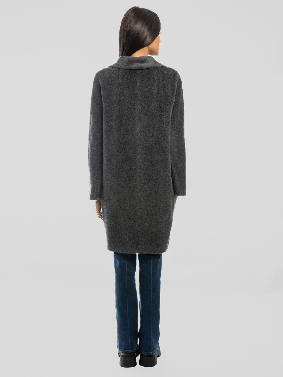 MAX MARA Cappotto Doppiopetto in Alpaca e Lana Roseto Grigio Vendite stagionali