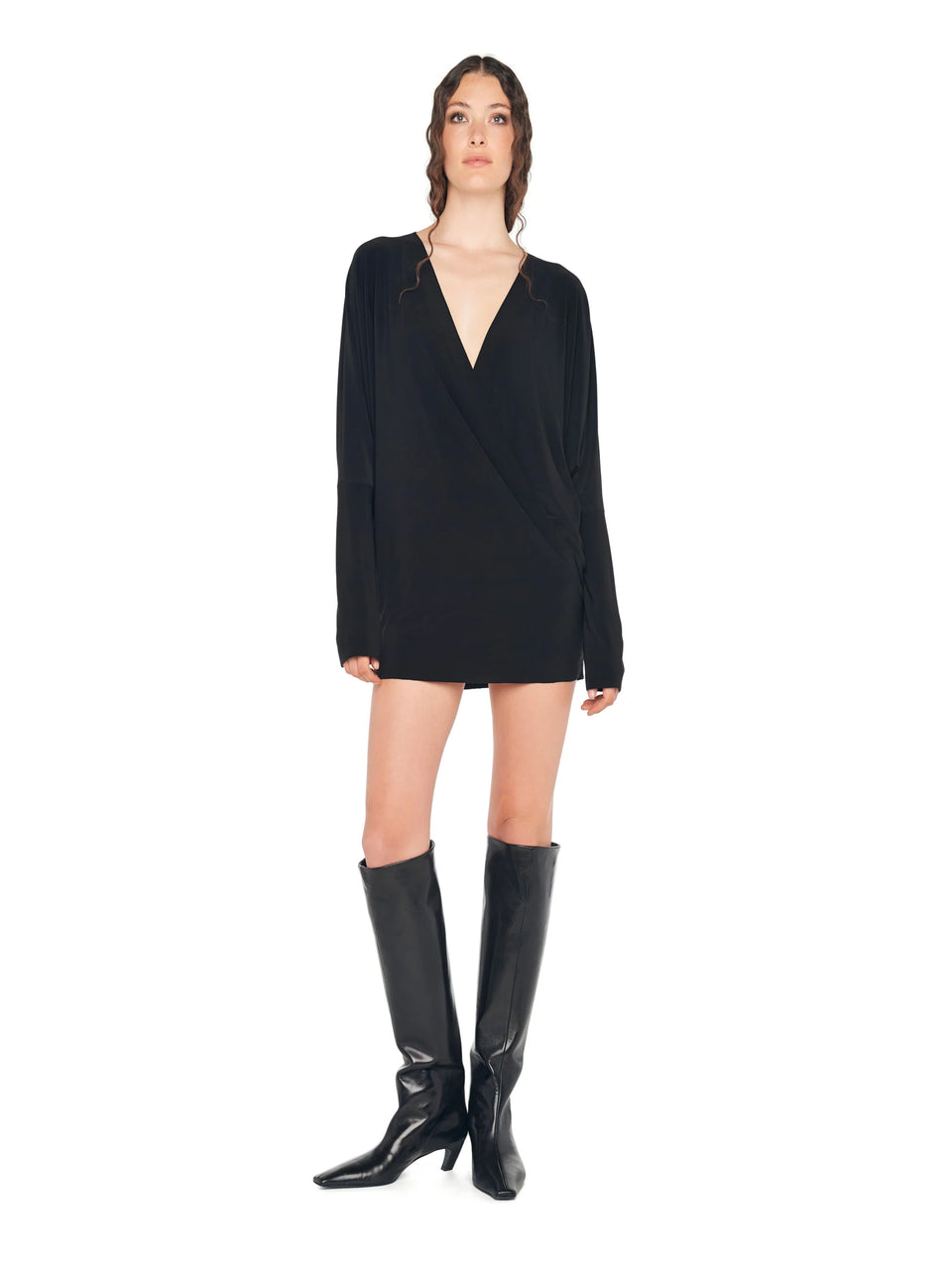 NORMA KAMALI Abito Corto con Scollo a V Nero Cyber Monday