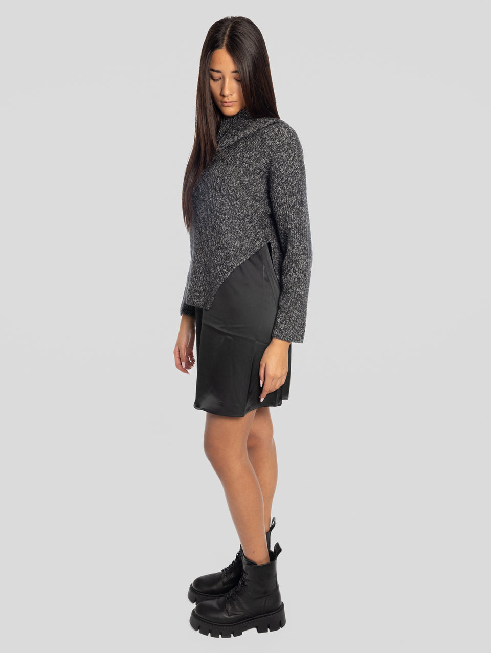 PINKO Abito Sottoveste con Maglia Removibile Nero/Grigio Offerta Anniversario
