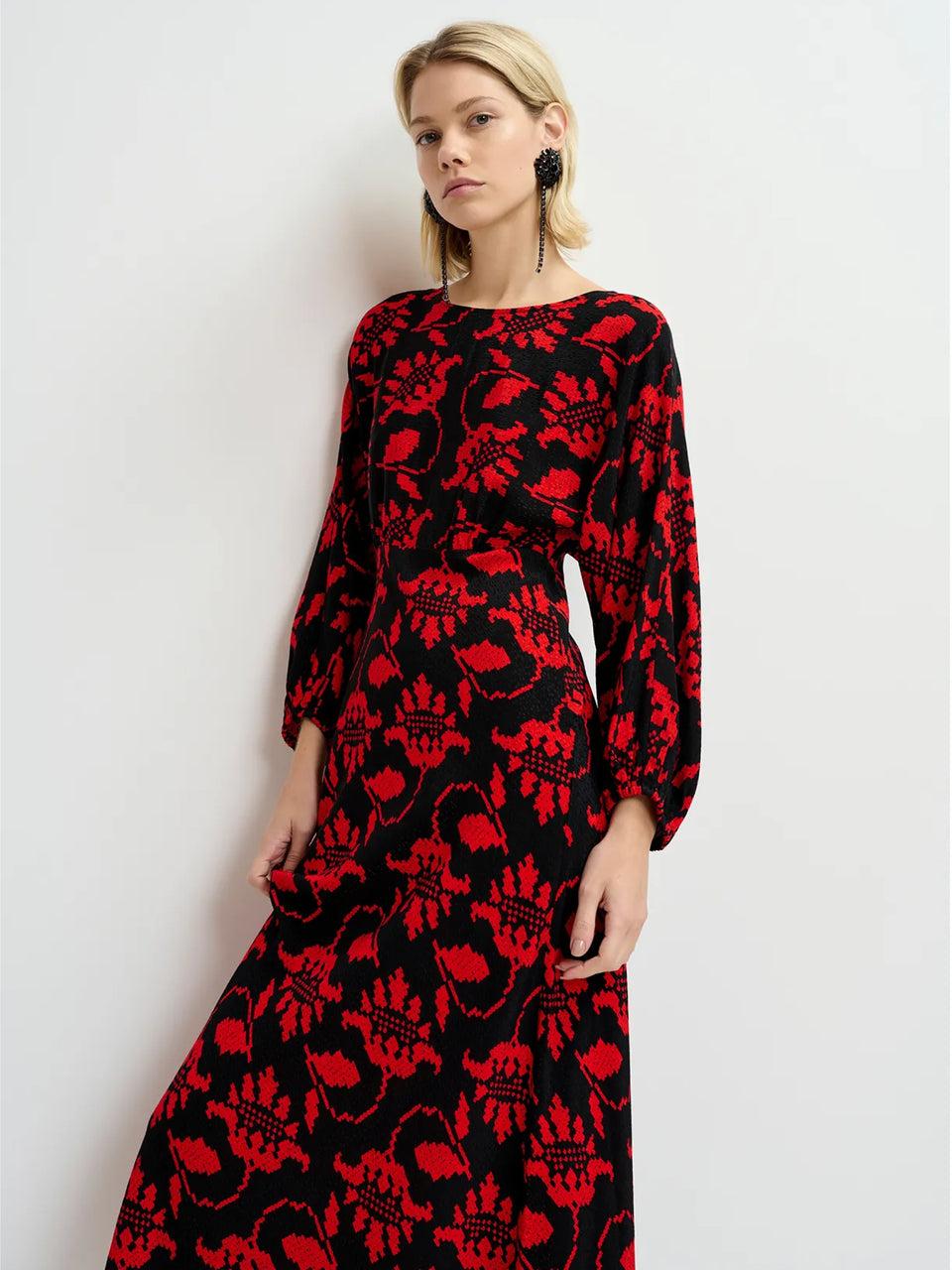 ESSENTIEL ANTWERP Abito Lungo con Stampa Nero Latest fashion