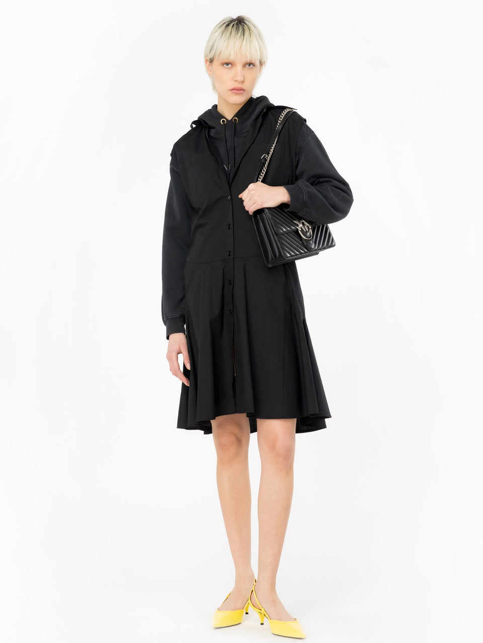 PINKO Abito Chemisier in Popeline di Cotone Nero Lightning offer
