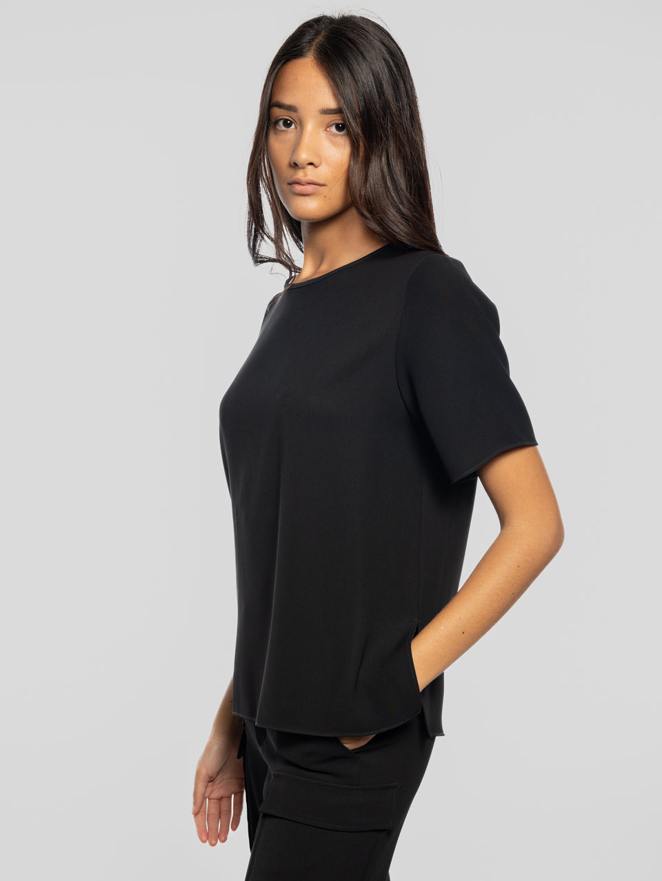 P.A.R.O.S.H. Blusa Girocollo con Maniche Corte Nero Offerte stagionali