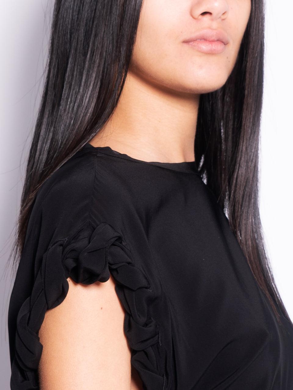PINKO Blusa Girocollo con Lavorazione sulla Manica Nero Enormi risparmi