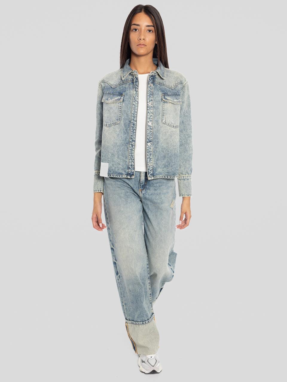 ICON DENIM Camicia Western in Denim Norah Blu Ultimi tre giorni
