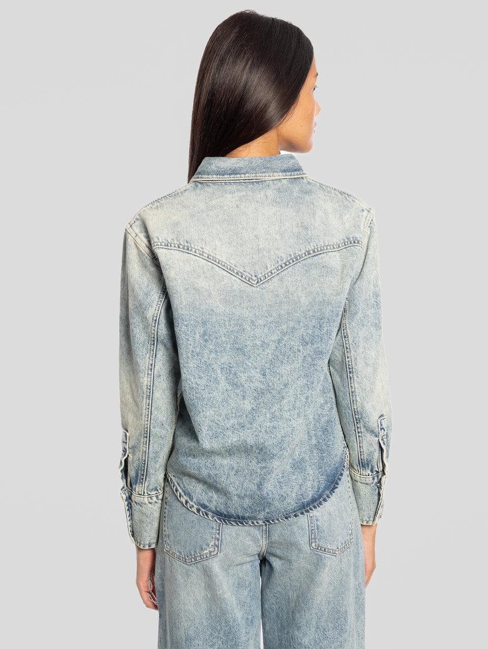 ICON DENIM Camicia Western in Denim Norah Blu Ultimi tre giorni