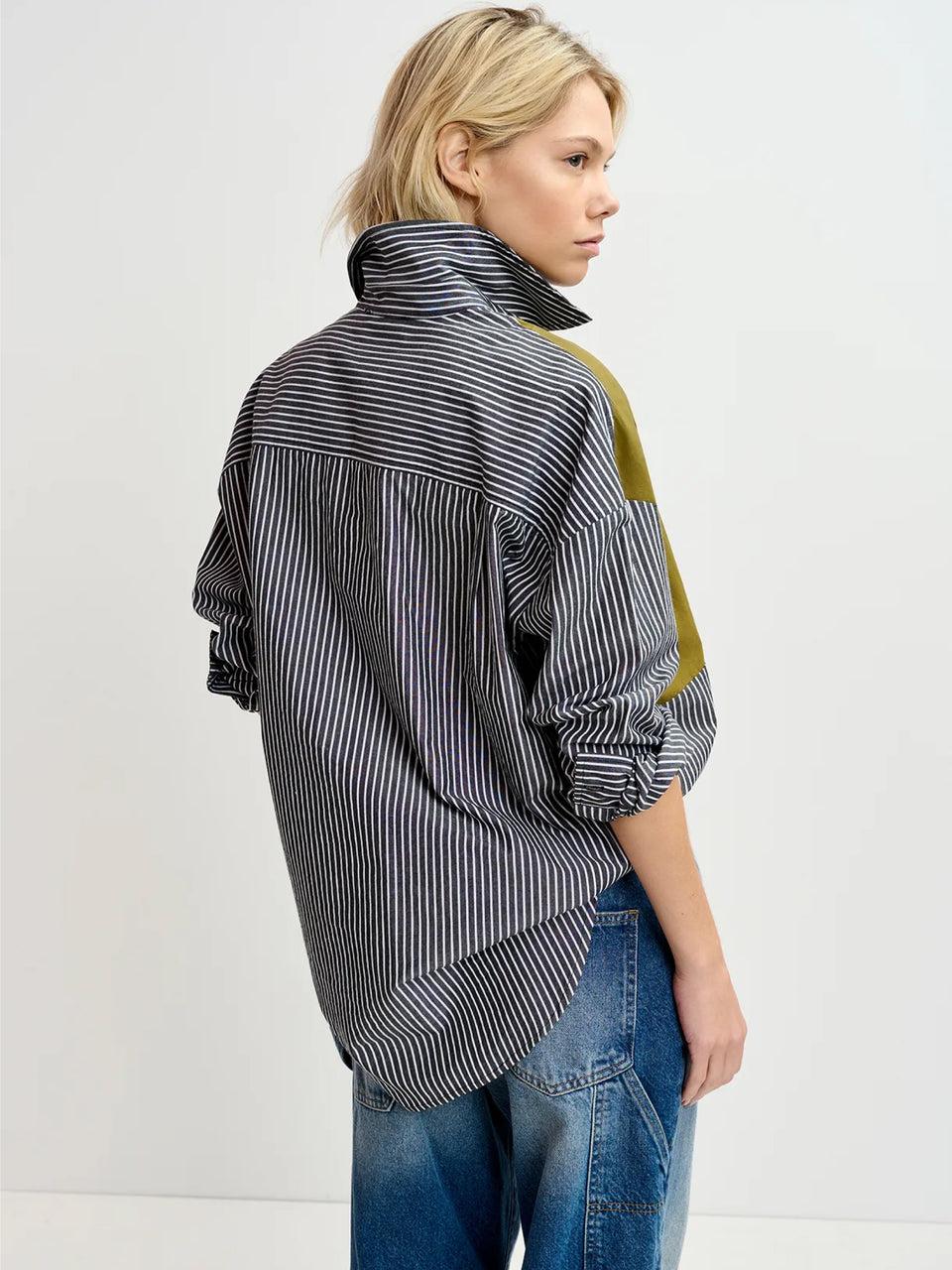 ESSENTIEL ANTWERP Camicia Over a Righe Patchwork Nero ACQUISTA ORA