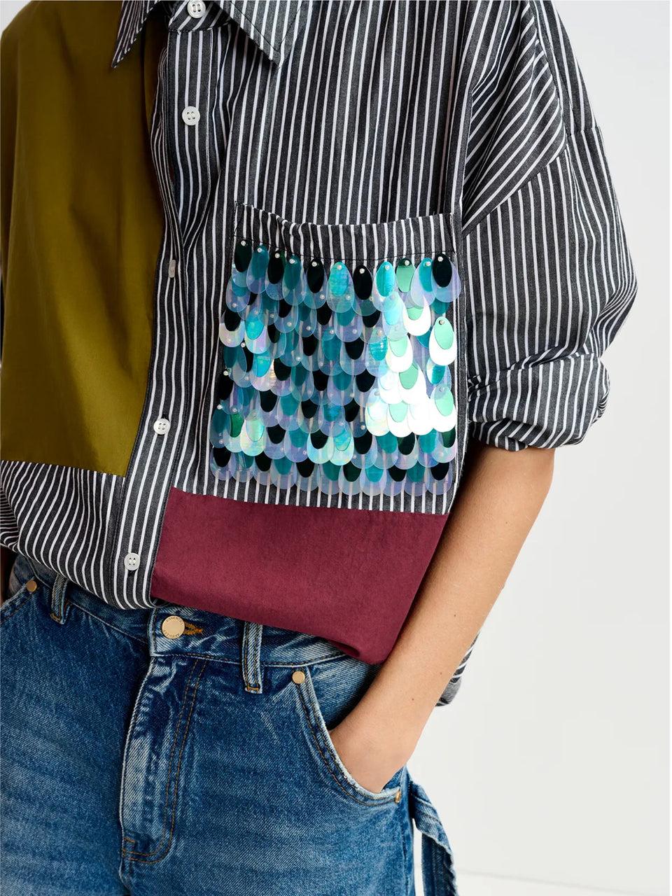 ESSENTIEL ANTWERP Camicia Over a Righe Patchwork Nero ACQUISTA ORA
