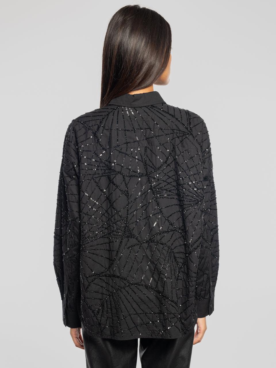 ESSENTIEL ANTWERP Camicia Squadrata con Paillettes Nero Latest stili