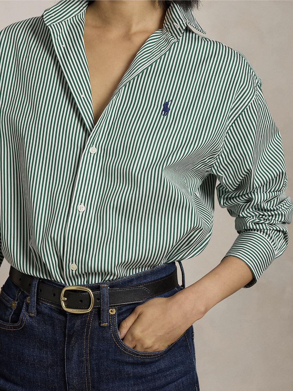 RALPH LAUREN Camicia a Righe Verde/Bianco Ultimi due giorni