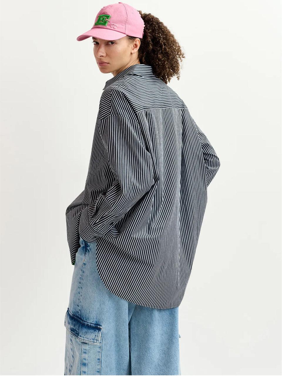 ESSENTIEL ANTWERP Camicia Reversibile Oversize Bianco/Blu Promozione temporanea