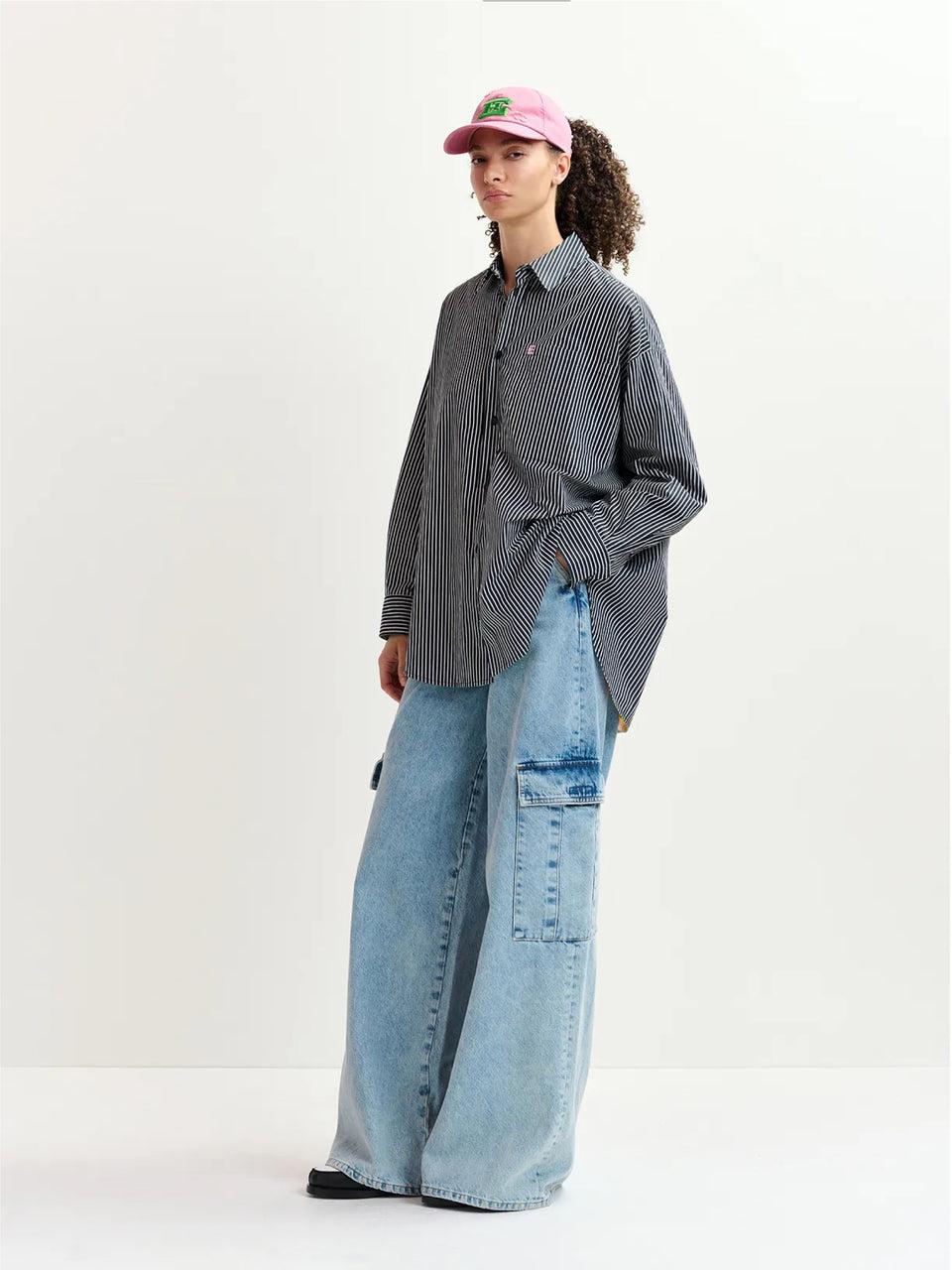 ESSENTIEL ANTWERP Camicia Reversibile Oversize Bianco/Blu Promozione temporanea