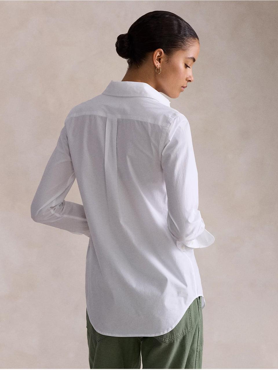 RALPH LAUREN Camicia Slim Fit in Popeline di Cotone Bianco Offerta speciale della fabbrica