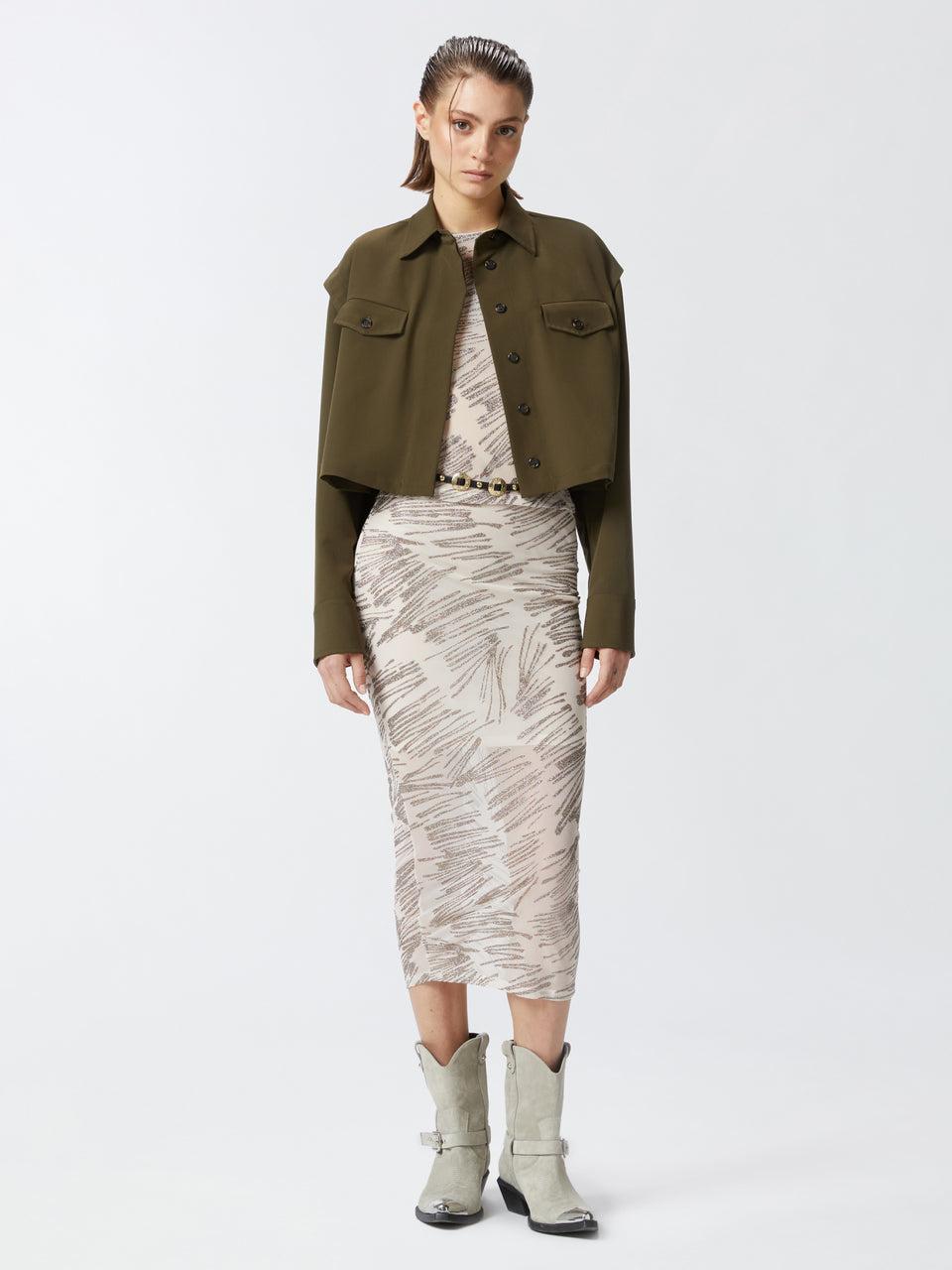 PINKO Camicia Cropped Verde Sostegno trimestrale