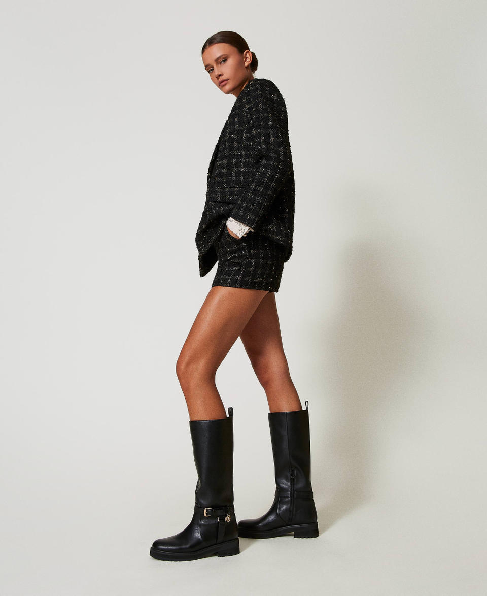 Twin Set Stivali biker in pelle con Oval T Offerte speciali