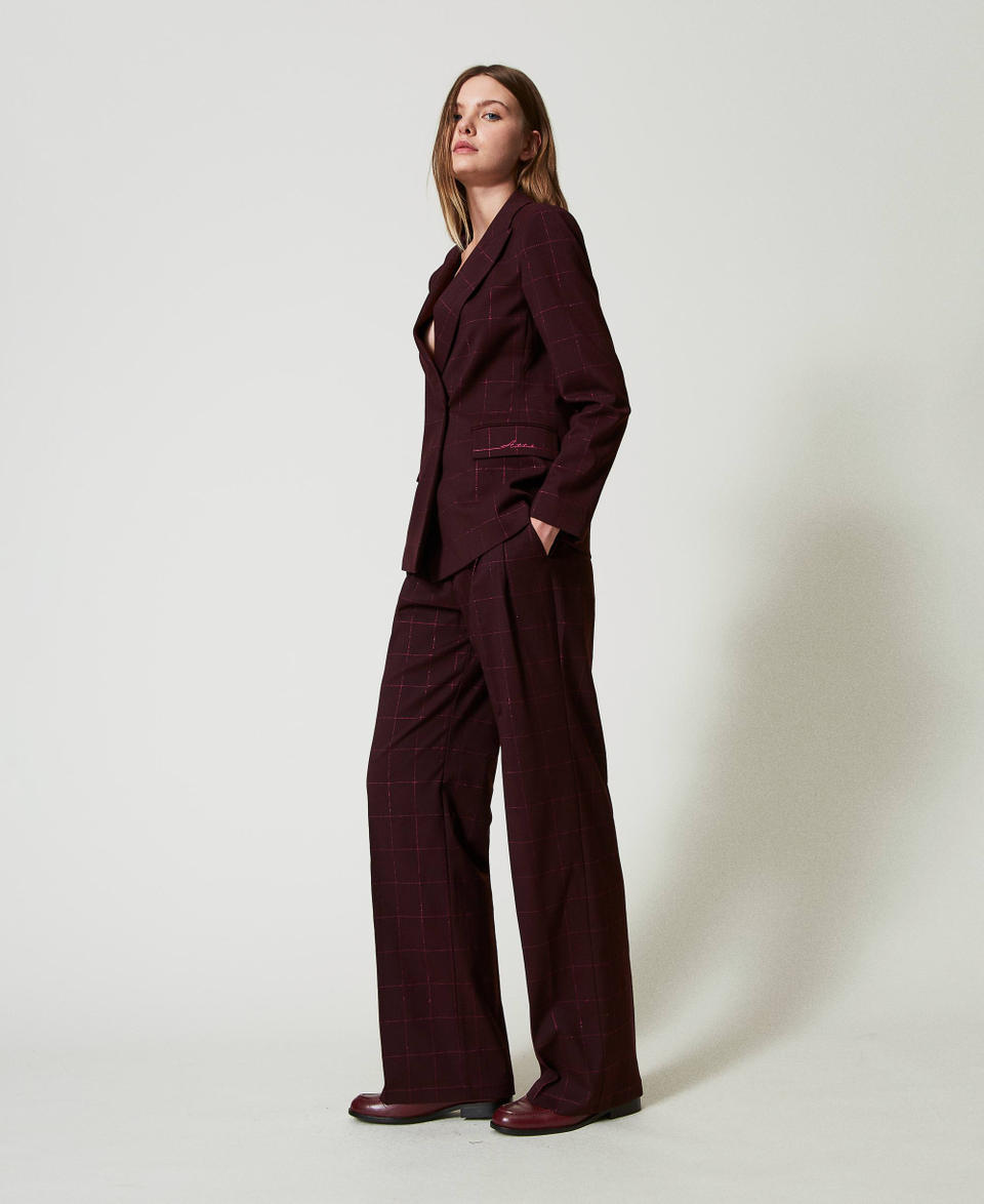 Twin Set Pantaloni a palazzo check con lurex Ultimi tre giorni