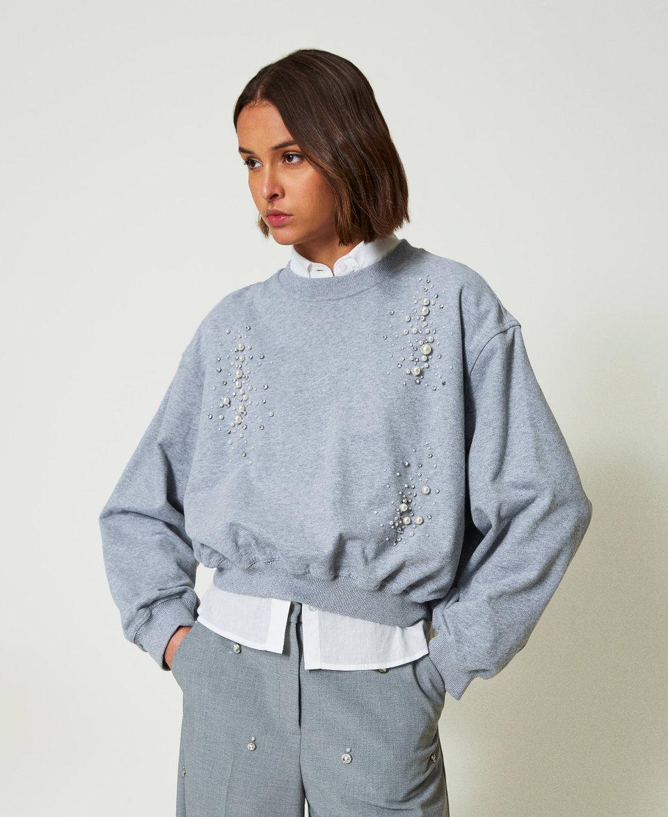 Twin Set Felpa boxy con ricamo a mano Promozione temporanea