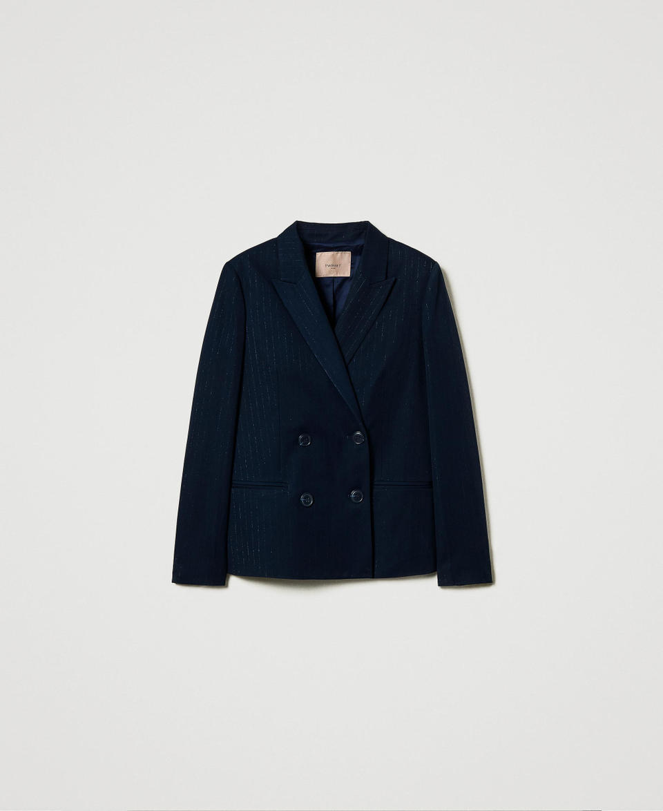 Twin Set Giacca blazer gessata lurex Trasporto libero internazionale