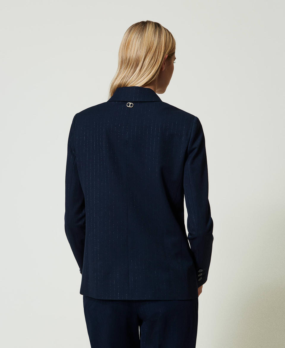 Twin Set Giacca blazer gessata lurex Trasporto libero internazionale