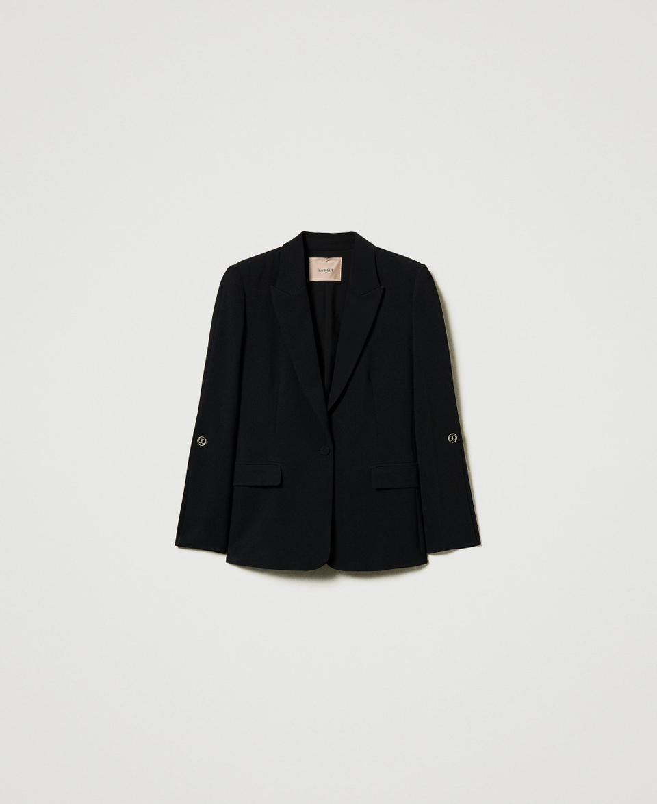 Twin Set Giacca blazer in crêpe cady con gemelli Officina
