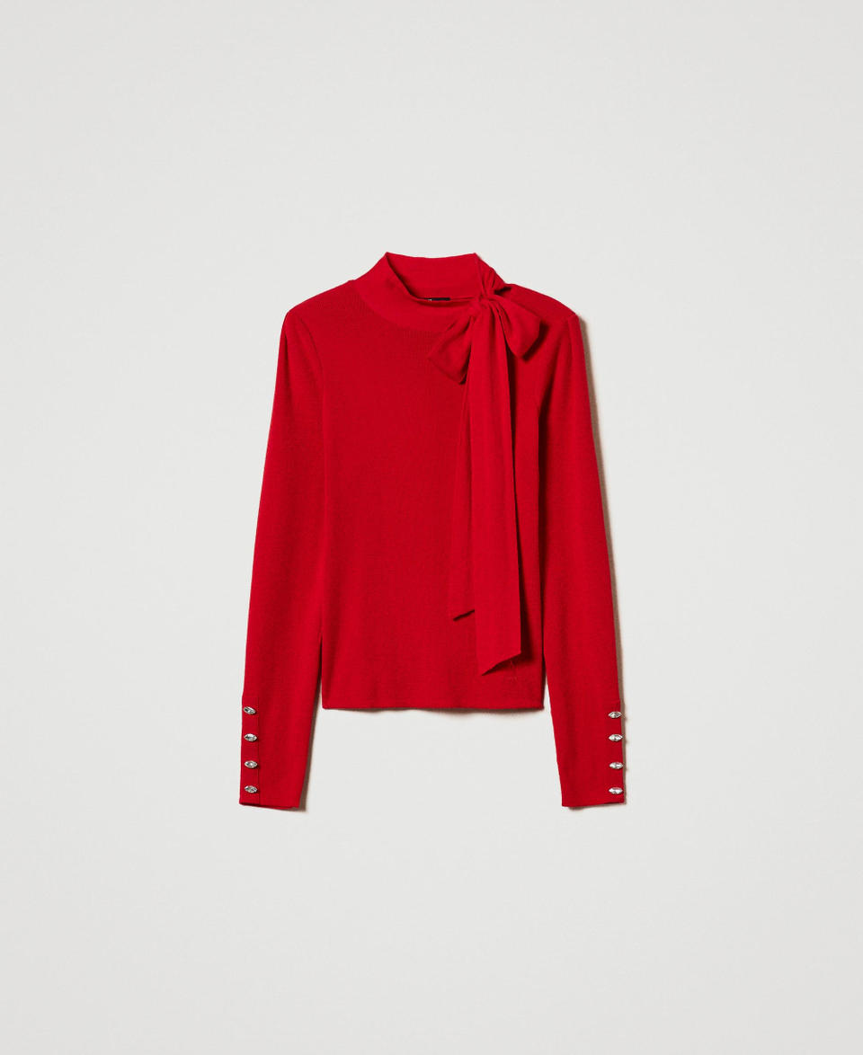 Twin Set Maglia lupetto con fiocco e ricamo In vendita