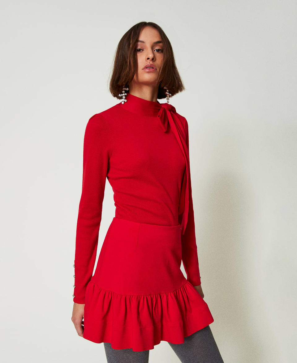 Twin Set Maglia lupetto con fiocco e ricamo In vendita