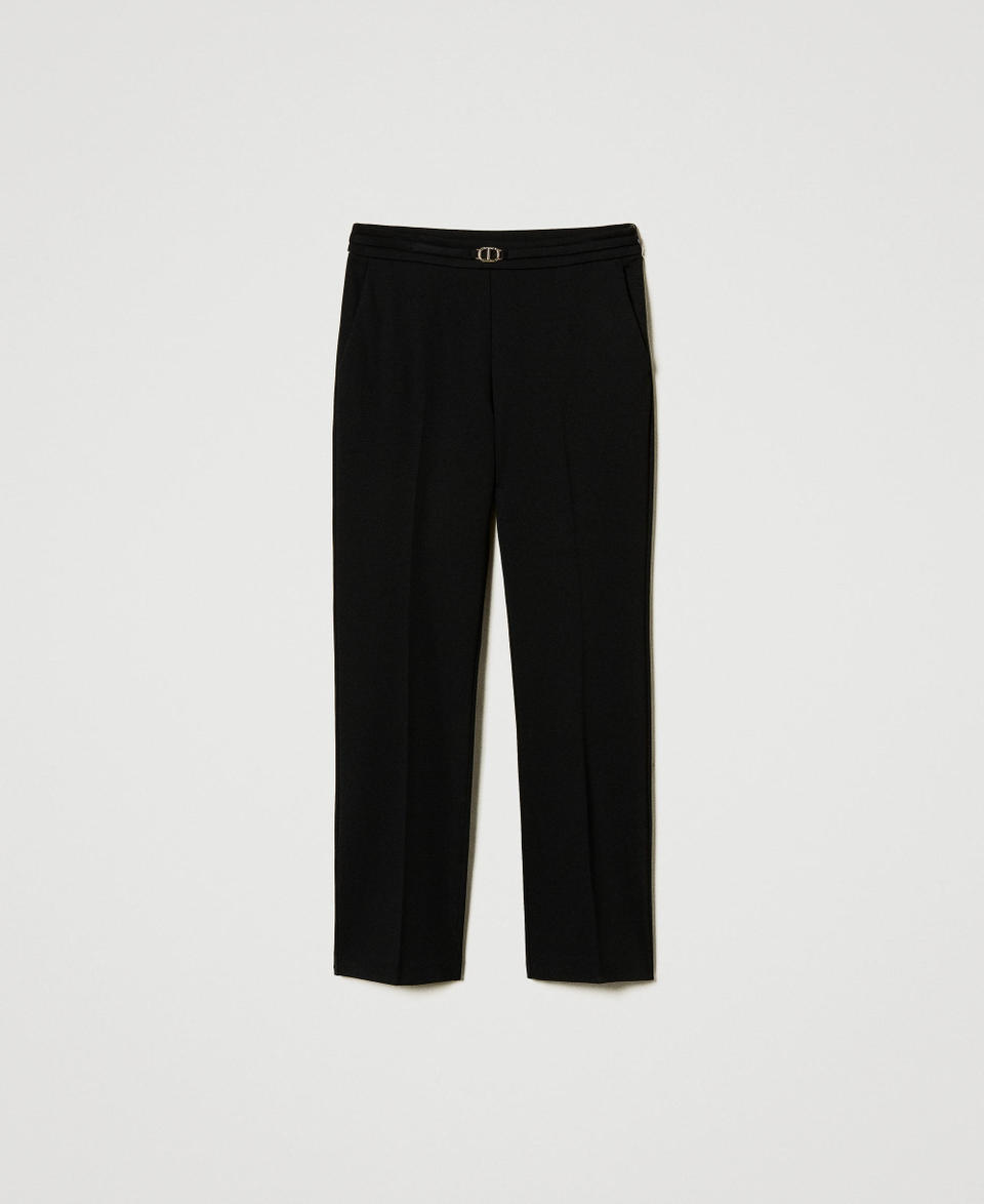 Twin Set Pantaloni con cinturino Oval T e piega 50% di sconto per tempo limitato