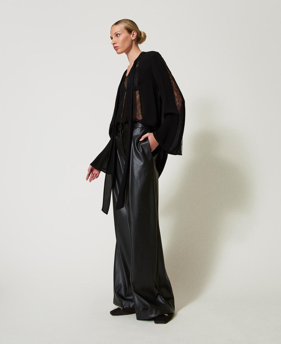 Twin Set Pantaloni wide leg effetto pelle Negozio online di fabbrica