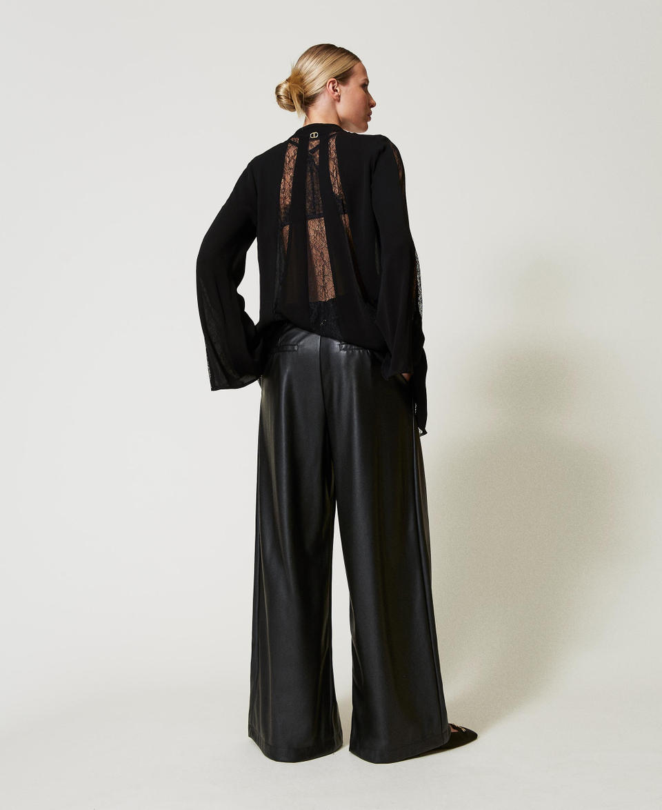Twin Set Pantaloni wide leg effetto pelle Negozio online di fabbrica