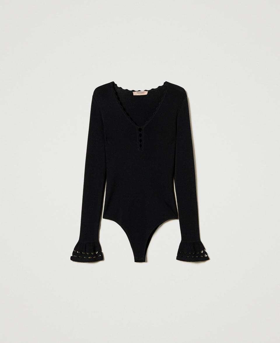 Twin Set Body in maglia con motivo geometrico Offerta speciale