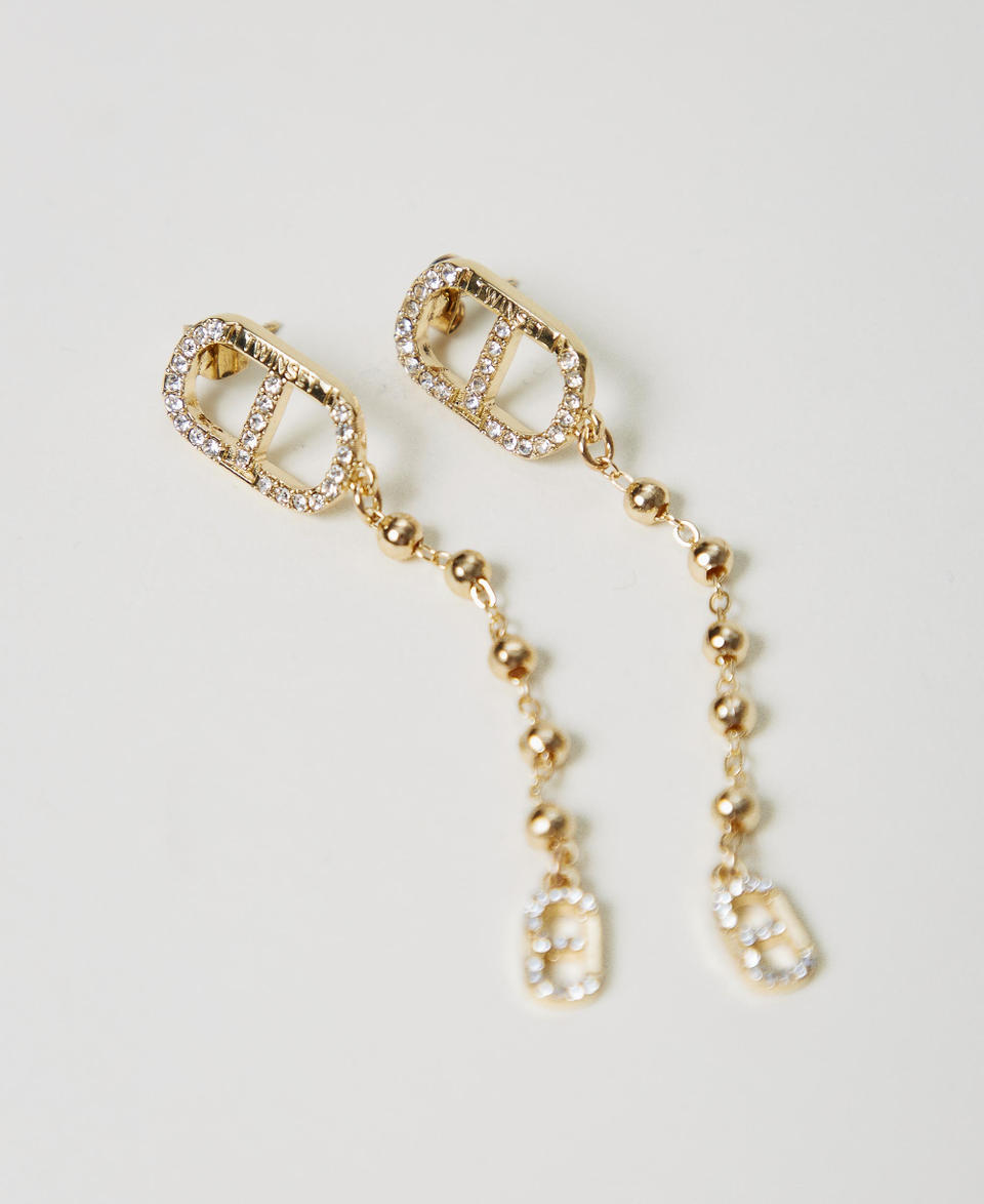 Twin Set Orecchini pendenti con strass e Oval T Offerta esclusiva