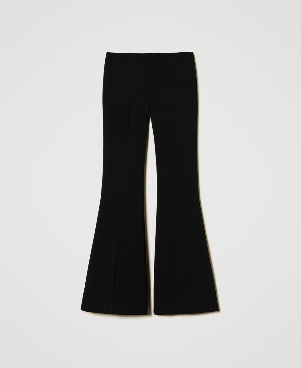 Twin Set Pantaloni flare in crêpe fluido Offerta natalizia