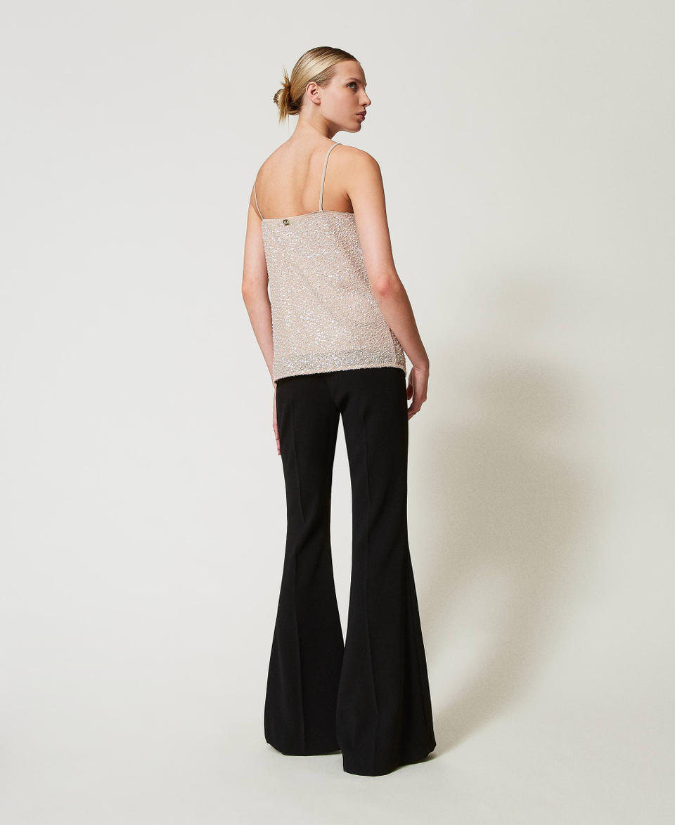 Twin Set Pantaloni flare in crêpe fluido Offerta natalizia