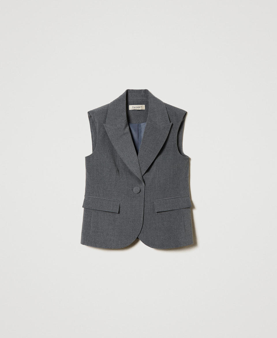 Twin Set Gilet monopetto in flanella Smaltimento dello stoccaggio