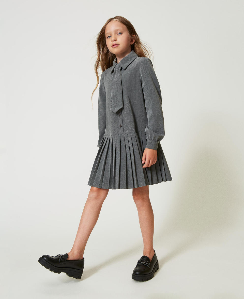 Twin Set Abito corto in flanella con cravatta Latest fashion