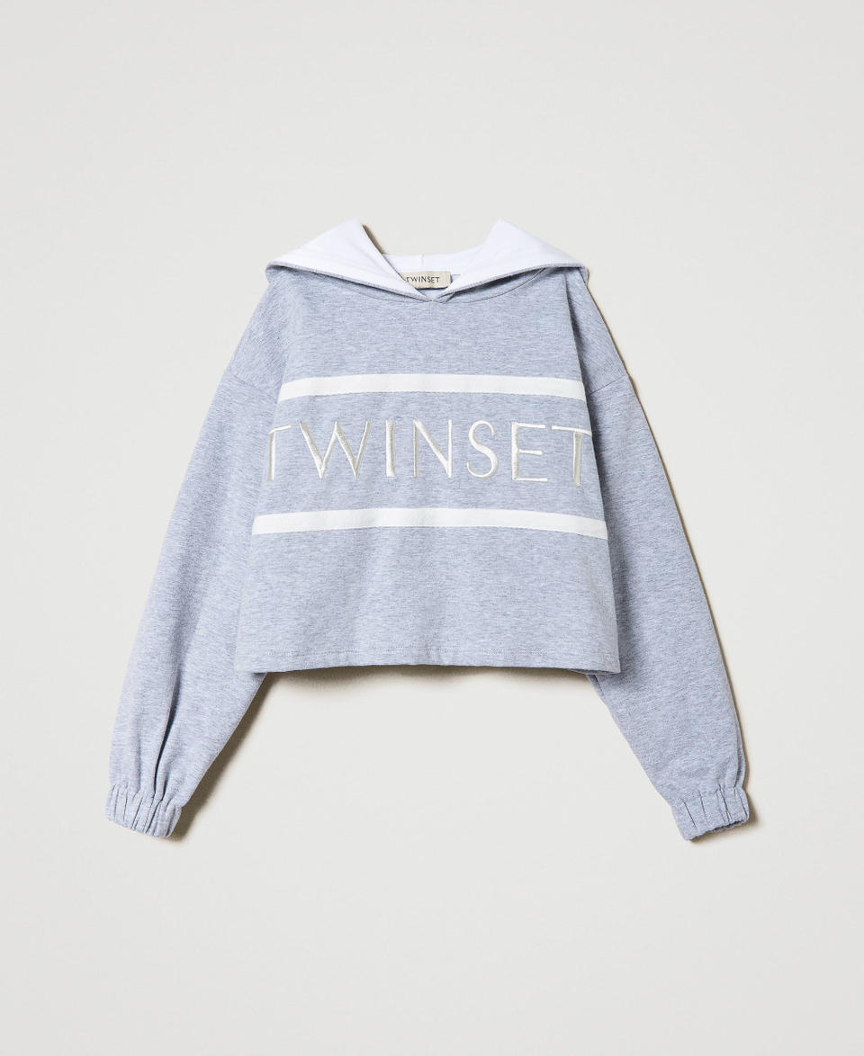 Twin Set Felpa cropped con logo ricamato Nuovi prodotti