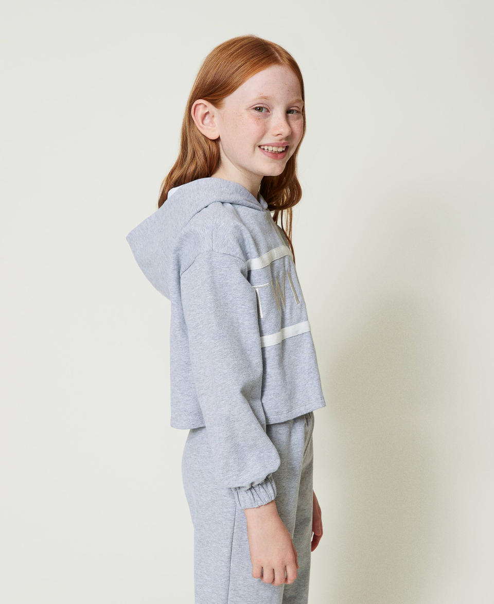 Twin Set Felpa cropped con logo ricamato Nuovi prodotti