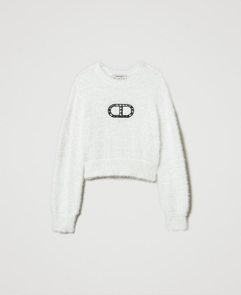Twin Set Maglia effetto pelliccia con logo Oval T Bestseller