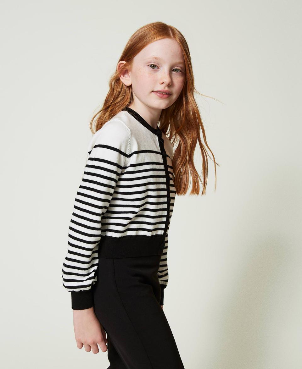Twin Set Cardigan a righe con logo jacquard Offerte giornaliere